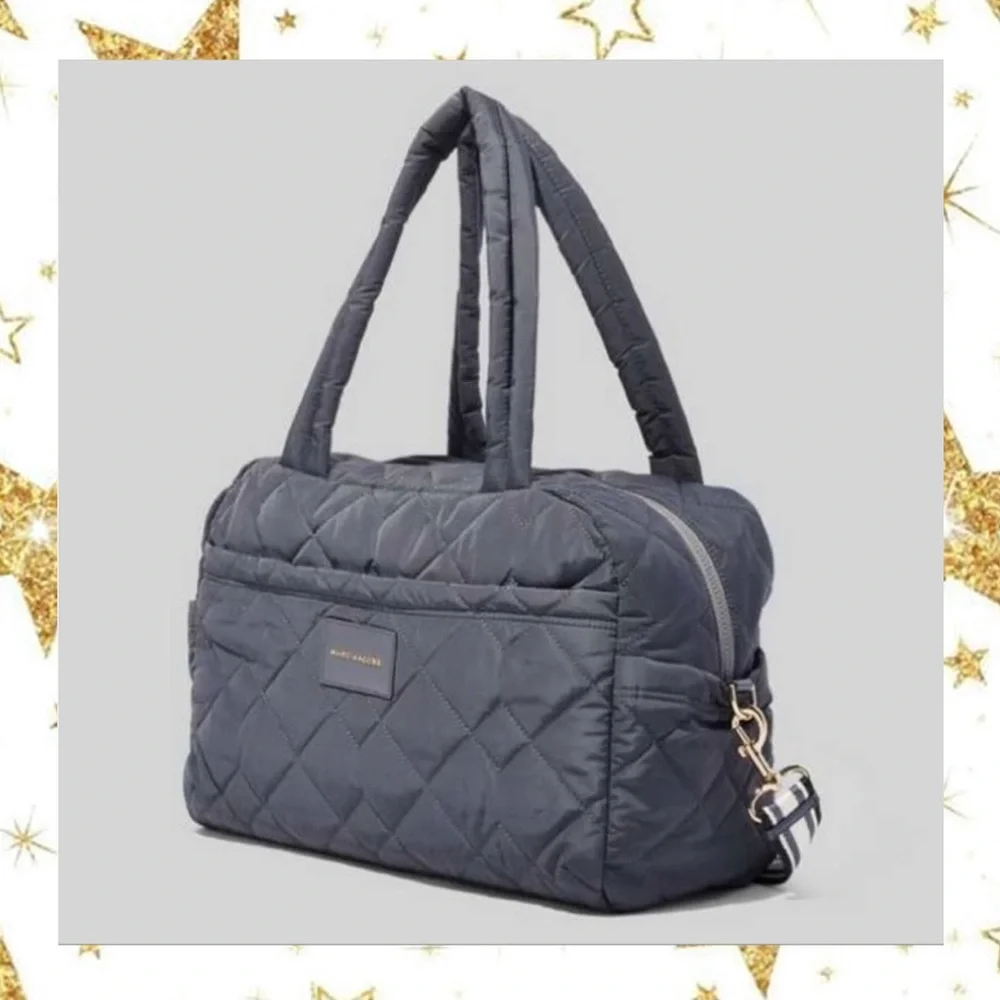 Marc Jacobs Unisex Medium Grey Quilted Weekender Tote Bag